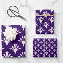 Art Deco Pattern 02 - White on Cadbury Purple