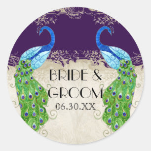 Art Deco Peacock Favorece Presente Etiquetas Seal