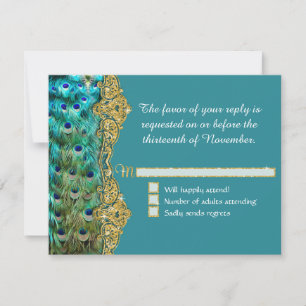Art Deco Peacock Glam Old Hollywood Weding RSVP