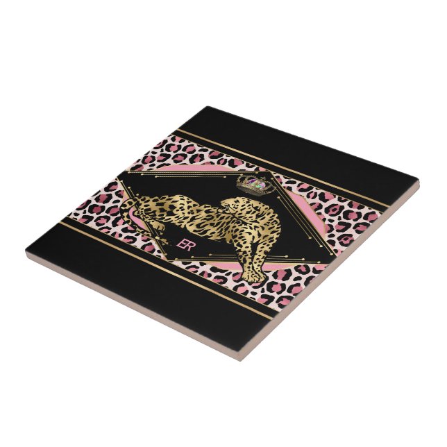 Art Deco Pink e Dourado Leopardo (Lateral)