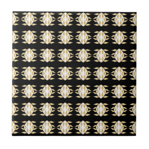 Art Deco Preto - Dourado Padrão Gráfico Branco