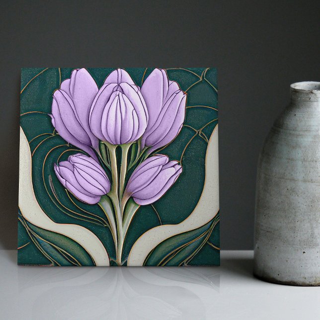 Art Deco Purple Tulips Wall Decor Art Nouveau (Criador carregado)
