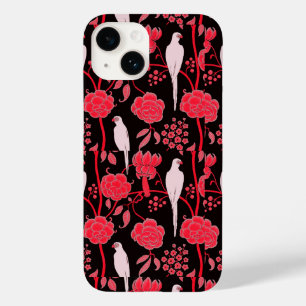 ART DECO RED FLOWERS, PARRÓGÃOS BRANCOS A PRETO