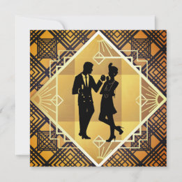 Art Deco Roaring 20's Casal Ano Novo Convite