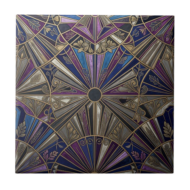 Art Deco Roxo Dourado Explosão de Sol (Frente)