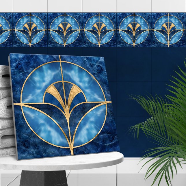 Art Deco Shell - Marble Azul e Dourado (Criador carregado)