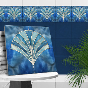 Art Deco Shell - Marble Azul e Pérola