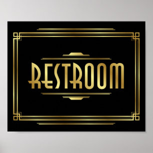 Art Deco - Sinal RESTROOM Impressão