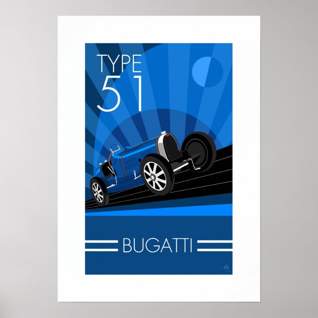 Art Deco Style Buggatti Carro Poster (Frente)