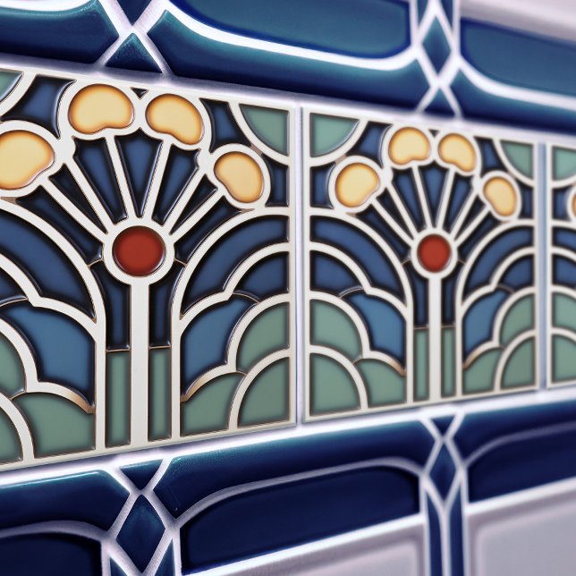 Art Deco Stylized Sunburst Tree Tile (Criador carregado)