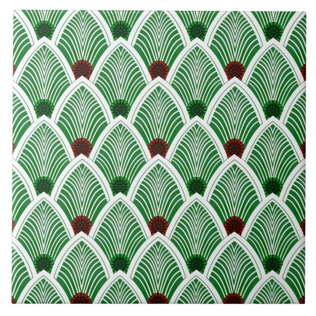 Art Deco Sunburst Fan in Cool Summer Green (Frente)