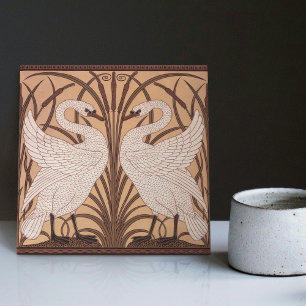 Art Deco Swans Wall Decor Art Nouveau Swan