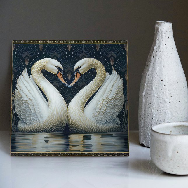 Art Deco Swans Wall Decor Art Nouveau Swan (Criador carregado)