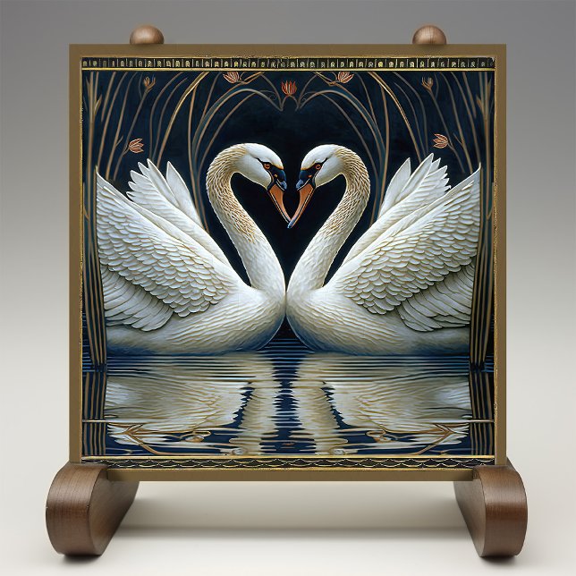 Art Deco Swans Wall Decor Art Nouveau Swan (Criador carregado)