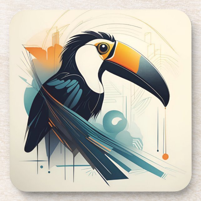 Art Deco Toucan Bird Duro plástico porta copos (Frente)