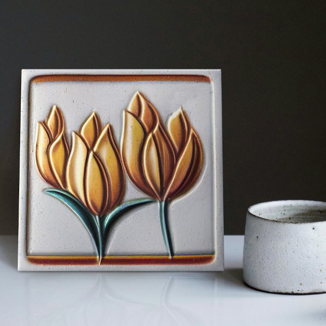 Art Deco Tulip Floral Wall Decor Art Nouveau Ceram (Criador carregado)