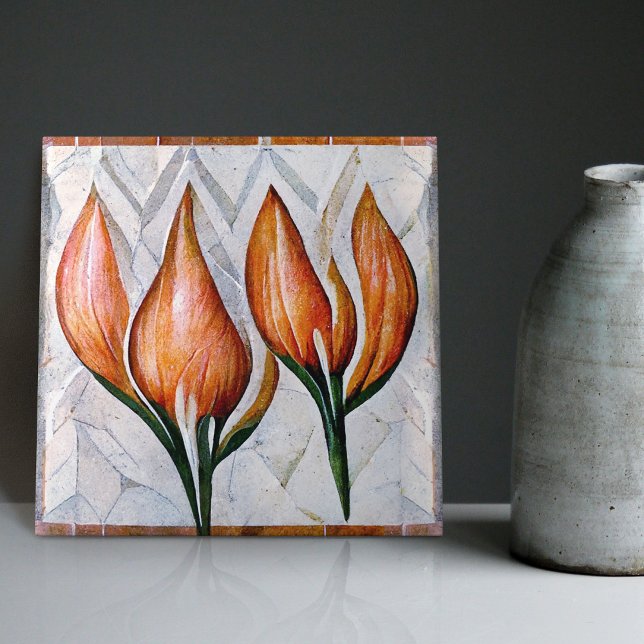 Art Deco Tulip Floral Wall Decor Art Nouveau Ceram (Criador carregado)