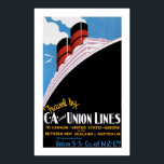 Art Deco Union Lines Poster<br><div class="desc">Vintage ocean liner publicitário poster que promove viagens na Union Steam Ship Company, da Nova Zelândia.</div>