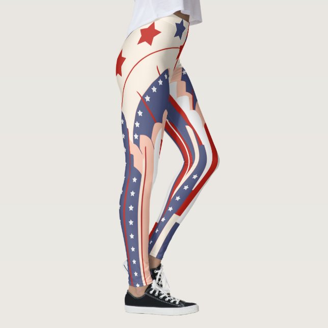 Art Deco US Flag Leggings para 4 de julho (Direita)