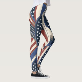 Art Deco US Flag Leggings para 4 de julho