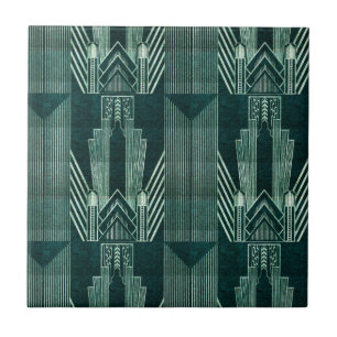 Art deco, Verde, preto, padrão, art nouveau, vinta
