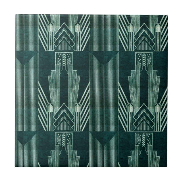 Art deco, Verde, preto, padrão, art nouveau, vinta (Frente)