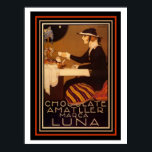 Art Deco Vintage Café Poster 12 x 16<br><div class="desc">Excelente vintage Art Deco publicou o tema Anúncio para o Chocolate Amatller Marca Luna. 12 x 16</div>