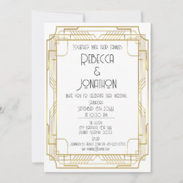 Art Deco Vintage Convite Dourado Para Casamento