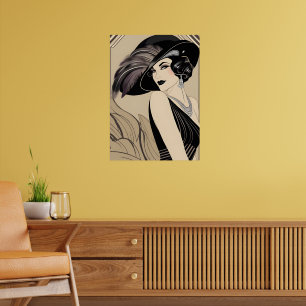 Art deco Vintage rugindo a Poster de Muralha de 20