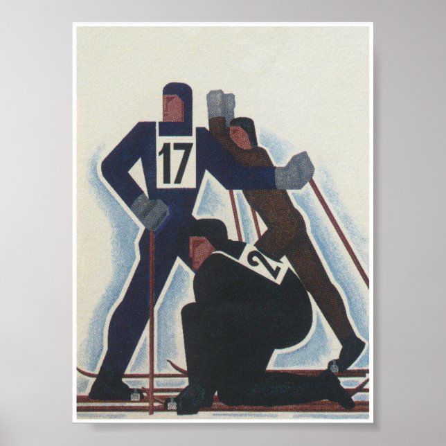 Art Deco Vintage Ski Poster (Frente)