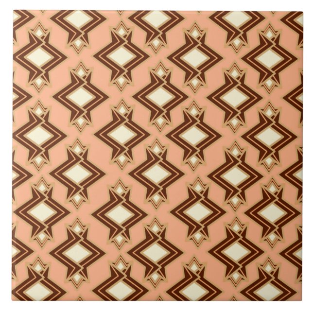 Art Deco Wallpaper Padrão, Coral e Brown (Frente)
