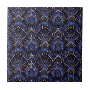 Art Deco Whimsical Vintage Blue Floral Padrão