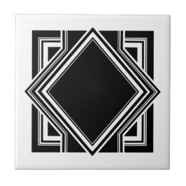 Art Deco White Black Geométrico Elemento Quadrado