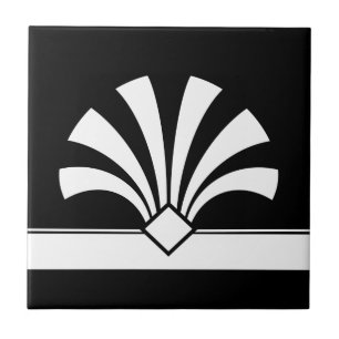 Art Deco White Black Geométrico Flower Elemento 0
