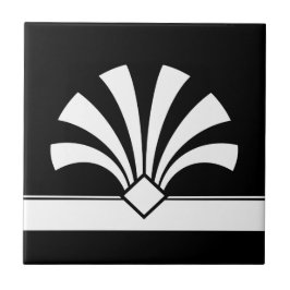 Art Deco White Black Geométrico Flower Elemento 06