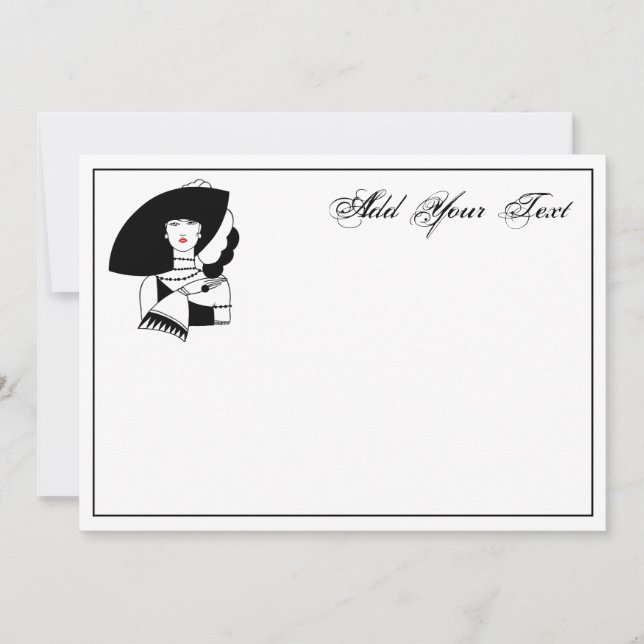 Art Deco Woman Em Big Hat Luva RL (Frente)