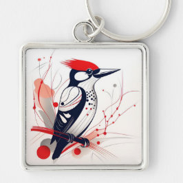 Art Deco Woodpecker Chaveiro
