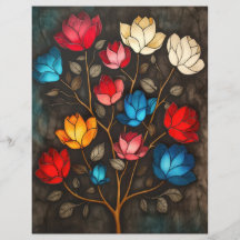 Art Neuveau Vintage Floral Scrapbook Fundo