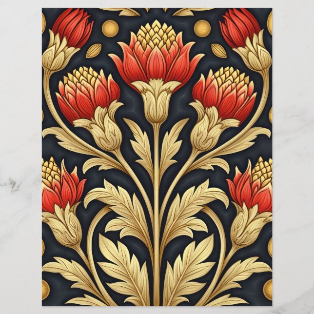 Art Neuveau Vintage Flowers Scrapbook Junk Diário (Frente)