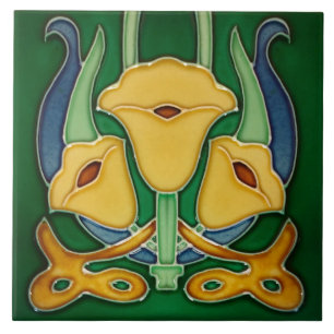 Art Noucveau Lareira Parede Cerâmica, Azulejo