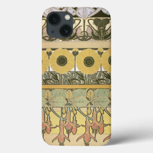 Art nouveau alfônimo mucha fuschia girassol flora