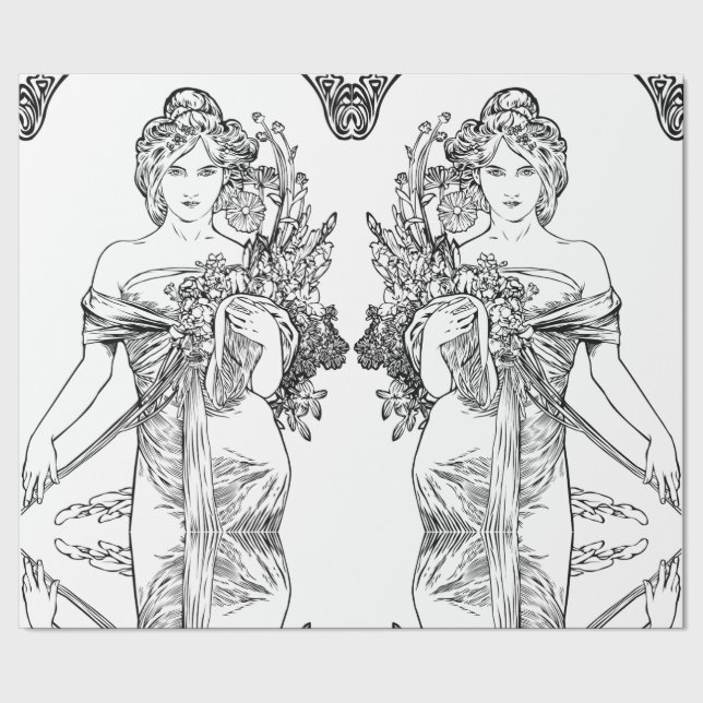 Art nouveau Alphonse Mucha papel de embrulho (Barra)