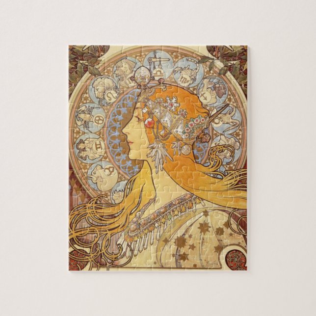 Art Nouveau Alphonse Mucha Zodiac Quebra-cabeça (Vertical)