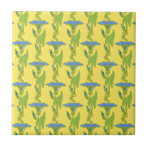 Art Nouveau amarelo Ipomoea floral wallpaper damas