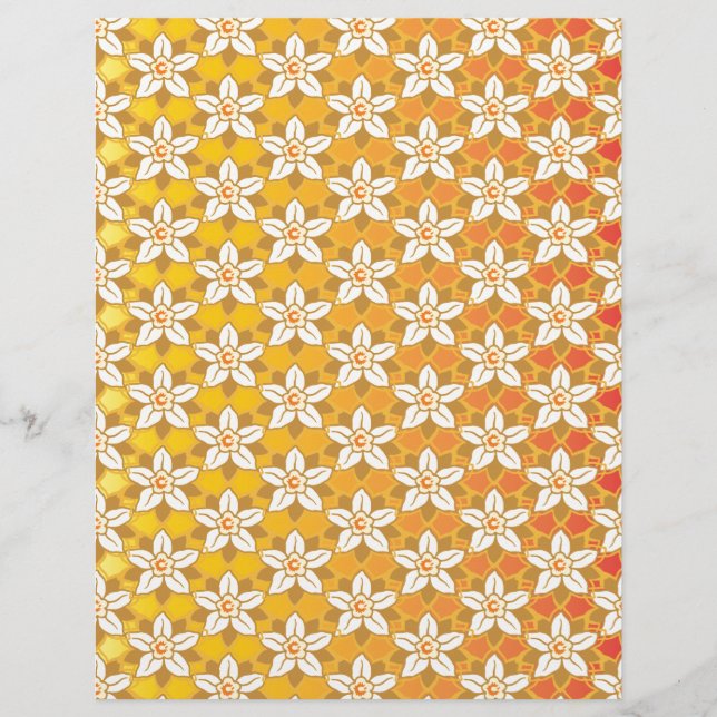 Art Nouveau amarelo Jonquil floral wallpaper damas (Frente)