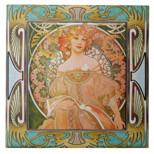 Art Nouveau Azulejo cerâmico Alphose mucha Design