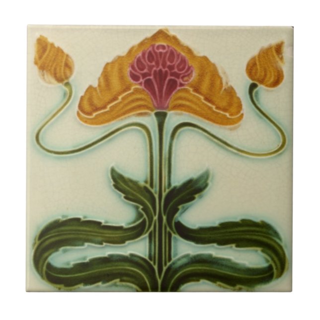 Art Nouveau Azulejo cerâmico - Flores (Frente)