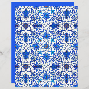 Art Nouveau Azulejo Chinês, Cobalt Azul e Branco