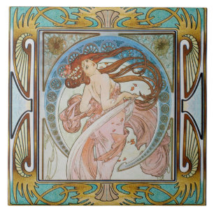 Art Nouveau Azulejo de cerâmica Alphose mucha Desi