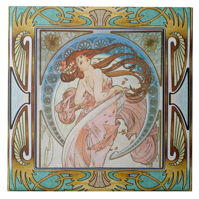 Art Nouveau Azulejo de cerâmica Alphose mucha Desi (Frente)